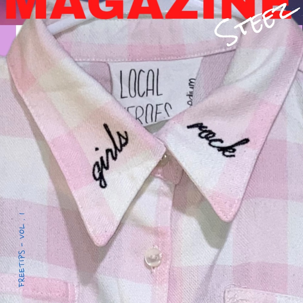 Baby Pink “girls rock” Cropped Flannel